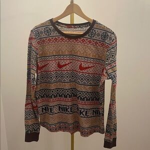 Nike Red and Blue Patterned Long Sleeve Shirt